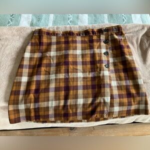 Plaid Button-Up Skirt
